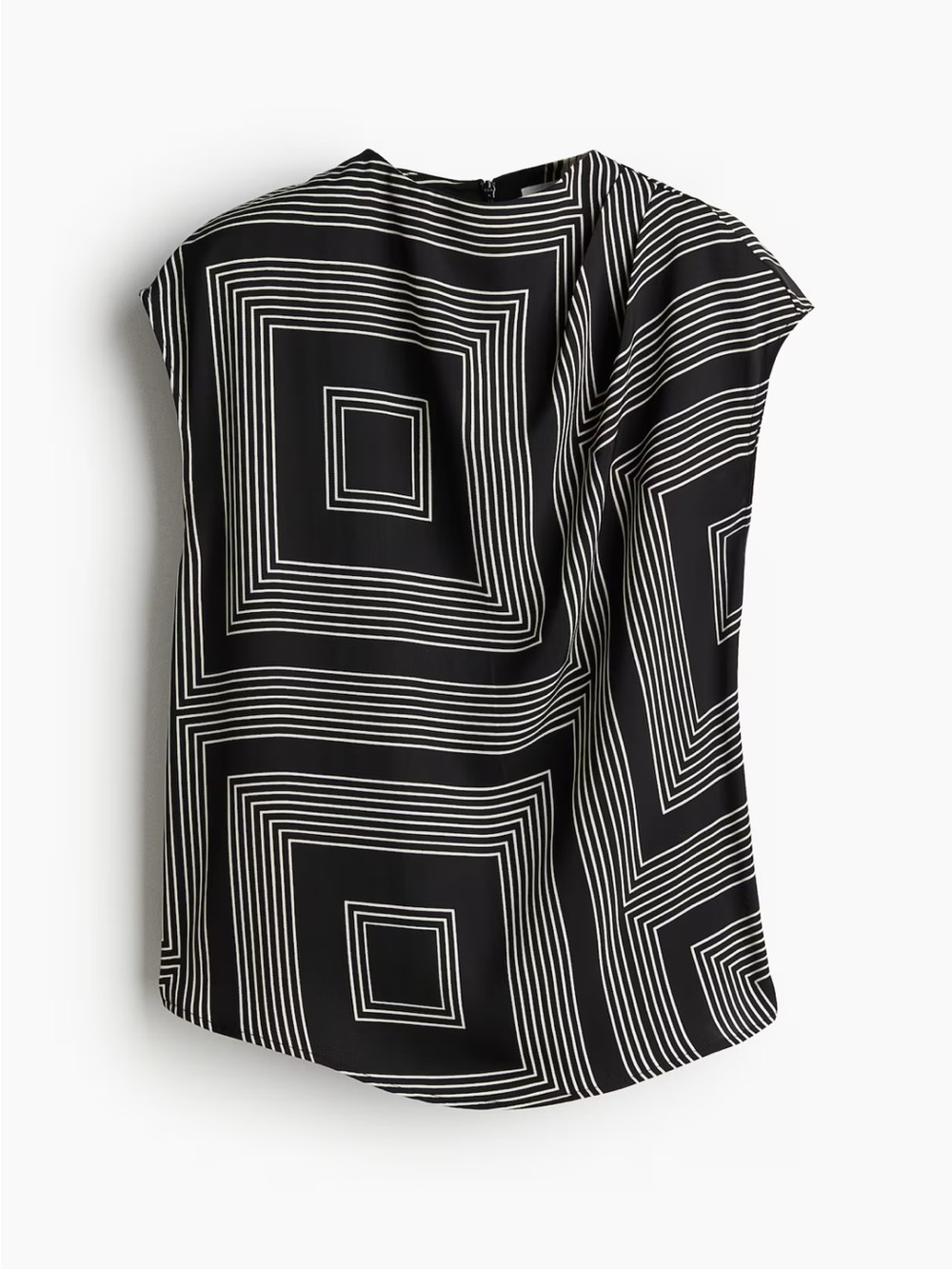 H&M Black Patterned Draped Blouse